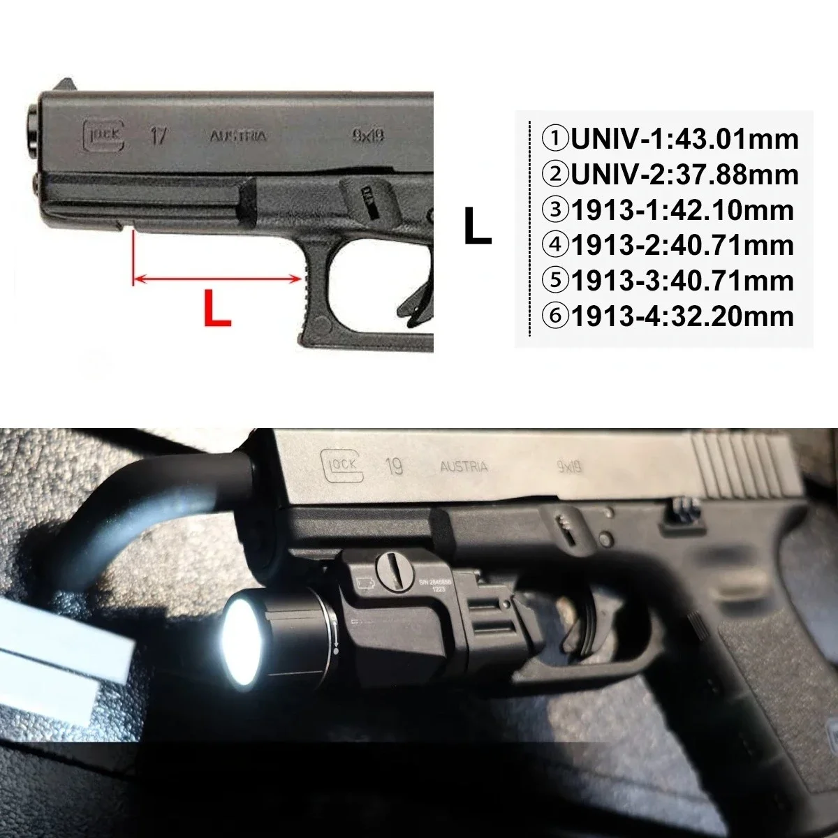 TR 7/7X TR8 Linterna LED táctica recargable para pistola airsoft - imagen 3