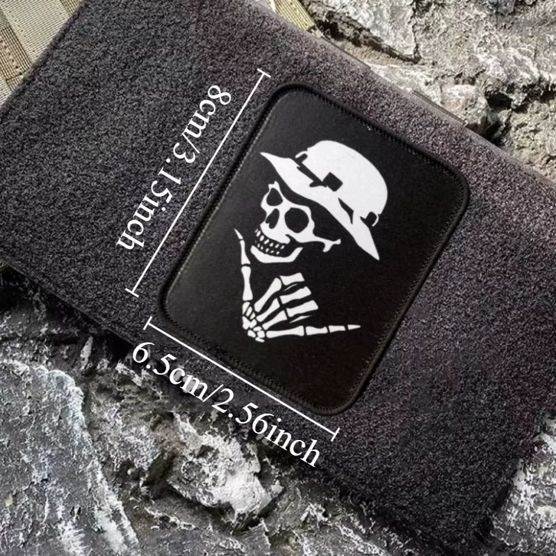 Parche táctico calavera con velcro – Insignia de moral para mochila - imagen 4