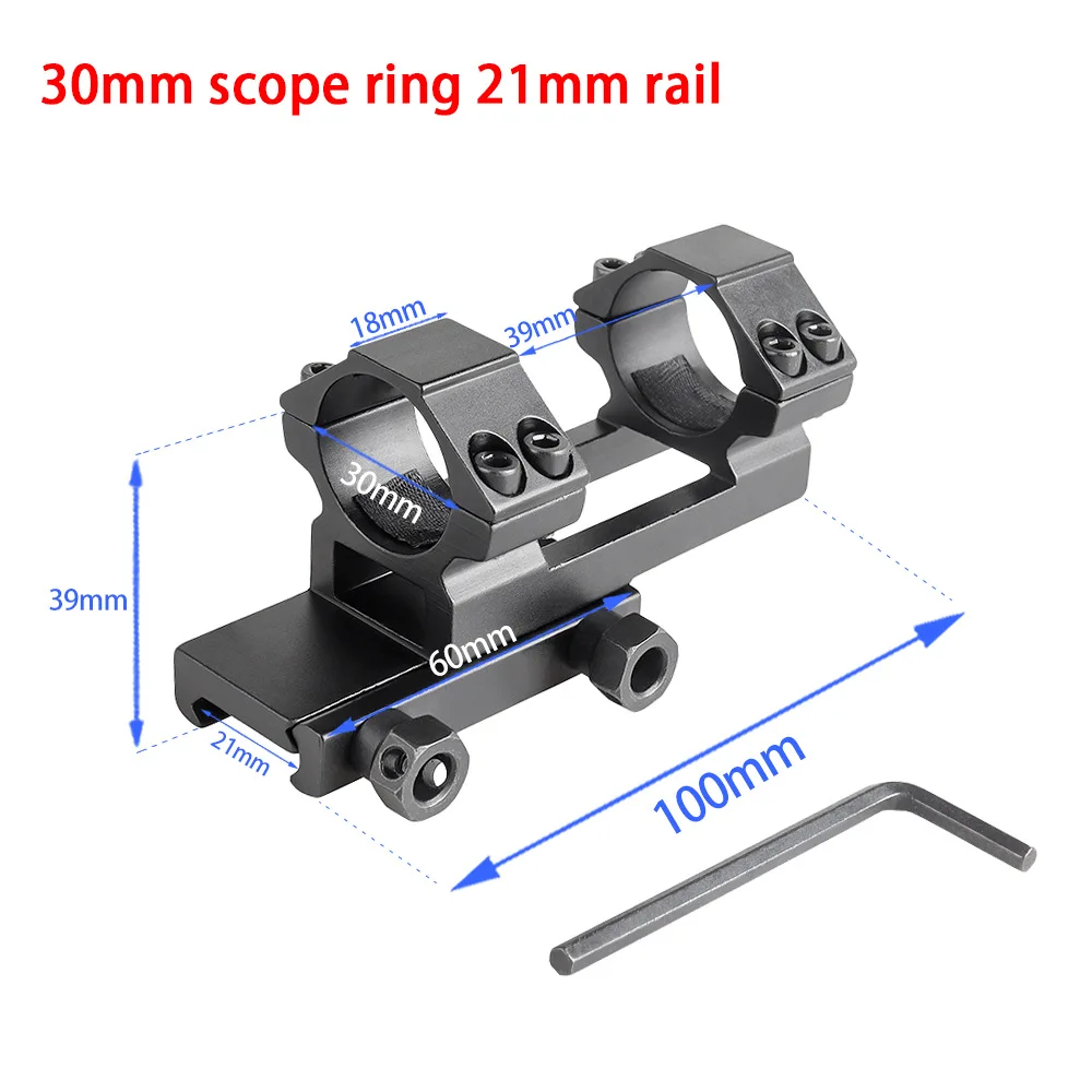 Anillo de tubo de 25,4mm/30mm, montaje de alcance, carril de 11mm/20mm, voladizo de una sola pieza, óptica superior plana táctica, Base de montaje de mira láser - imagen 2