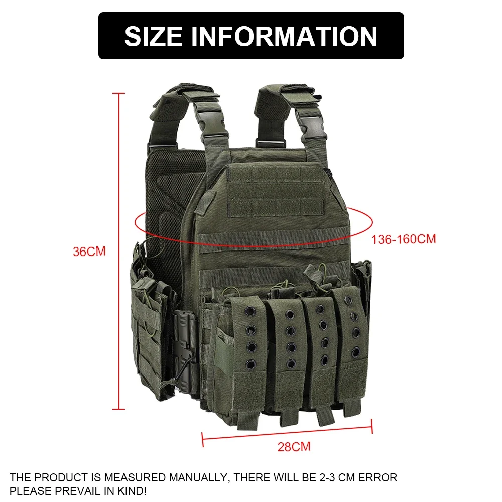 Chaleco táctico portador de placa de liberación rápida, chaleco Molle ajustable protector para caza al aire libre para caza Airsoft, combate de Paintball - imagen 3
