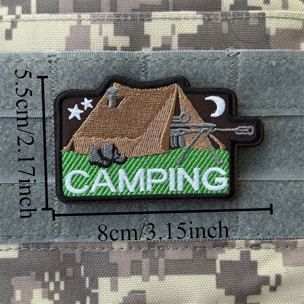 Parche para acampar, insignia de moral bordada, brazalete táctico personalizado, parches militares con gancho para ropa, pegatinas para mochila al aire libre - imagen 3