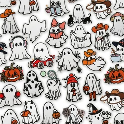 10 unids/lote de parches termoadhesivos con emblema de calabaza de Halloween para ropa, parches bordados para coser fantasma