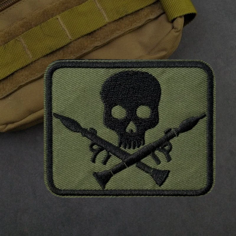 Parche bordado de lanzadores de granada de calavera, chaleco táctico, insignia de gancho y bucle, pegatina decorativa para mochila, parches para brazalete para ropa - imagen 4