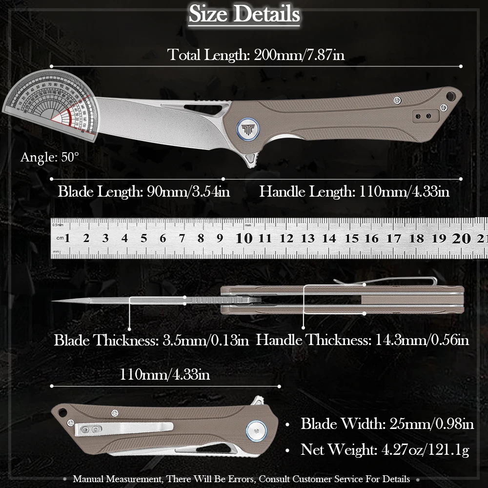 TRIVISA cuchillo plegable EDC de bolsillo acero inoxidable acampar - imagen 2