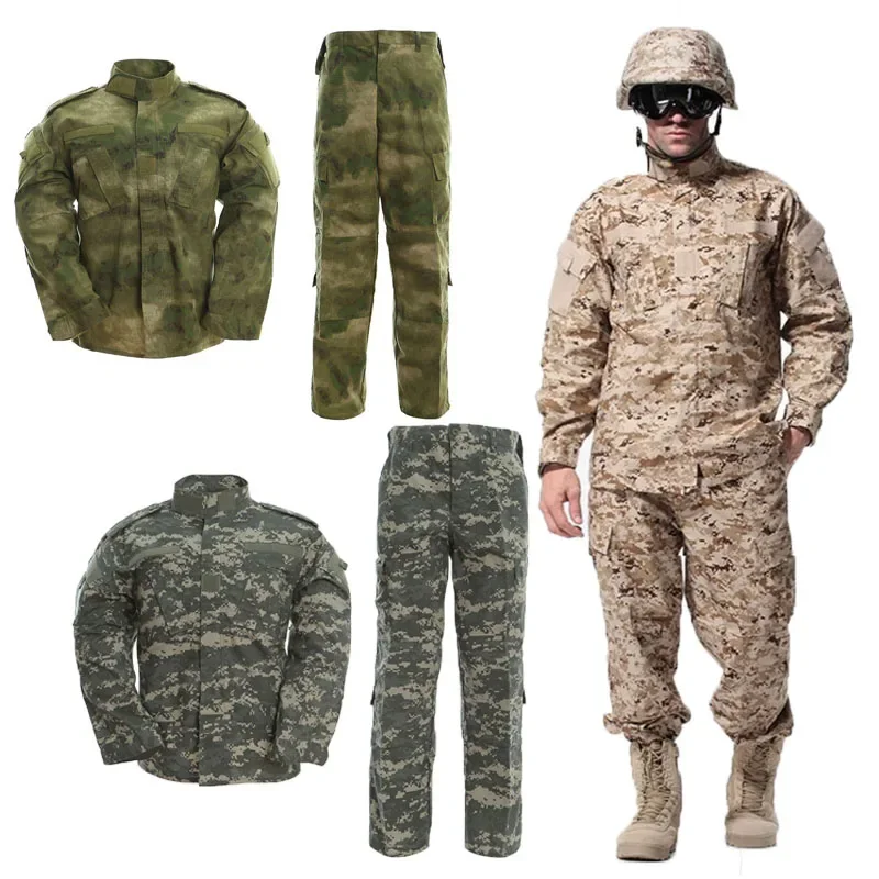 Uniforme de camuflaje táctico, chaqueta y pantalones de entrenamiento BDU, traje de combate, trajes Ghillie, equipo de Paintball, ropa