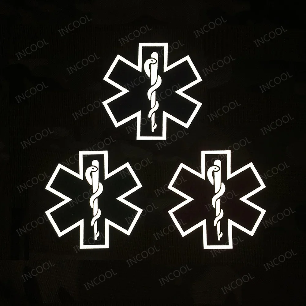 Parches reflectantes MEDIC IR, parche táctico paramédico cortado con láser que brilla en la oscuridad, insignias decorativas de goma de PVC para ropa - imagen 5