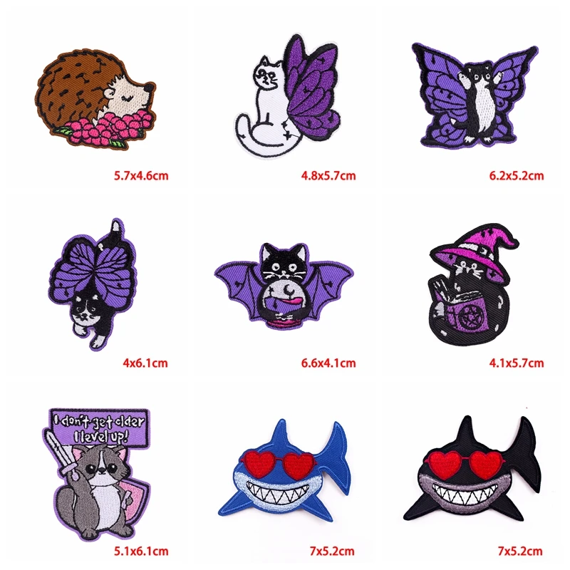 Parche bordado de dibujos animados/animales, parche de dinosaurio, pato, gato, parches de planchado para ropa, parches de fantasma lindo en la ropa, 10 unids/lote - imagen 4