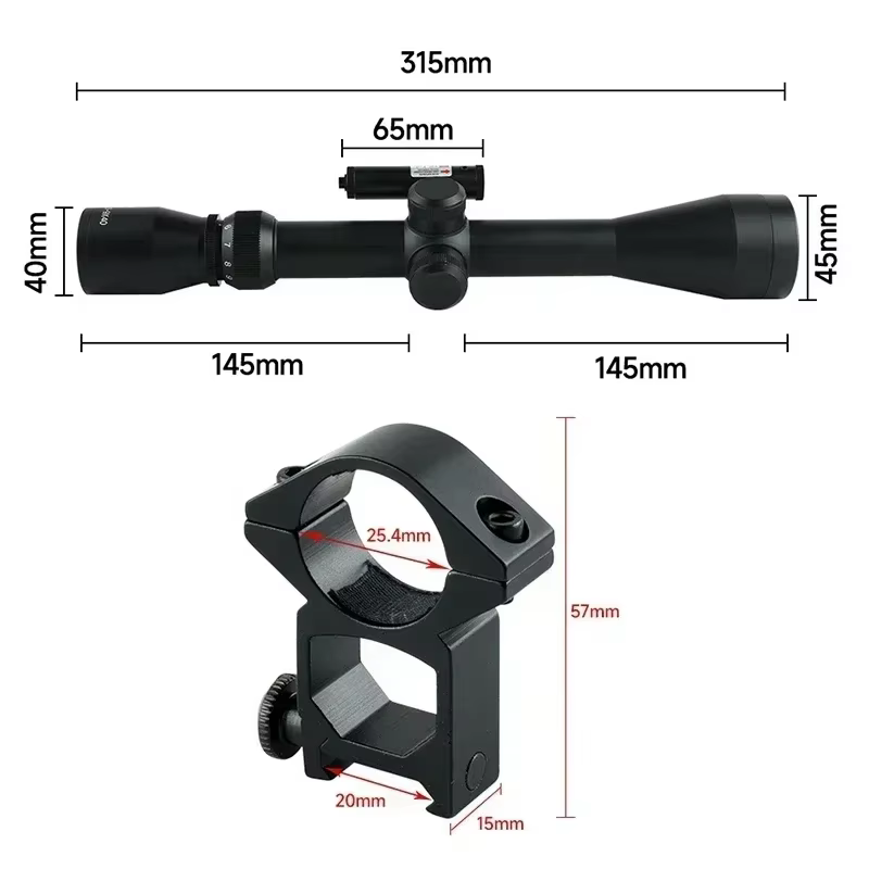 Mira telescópica táctica 3-9x40 – Con láser para caza y tiro - imagen 5