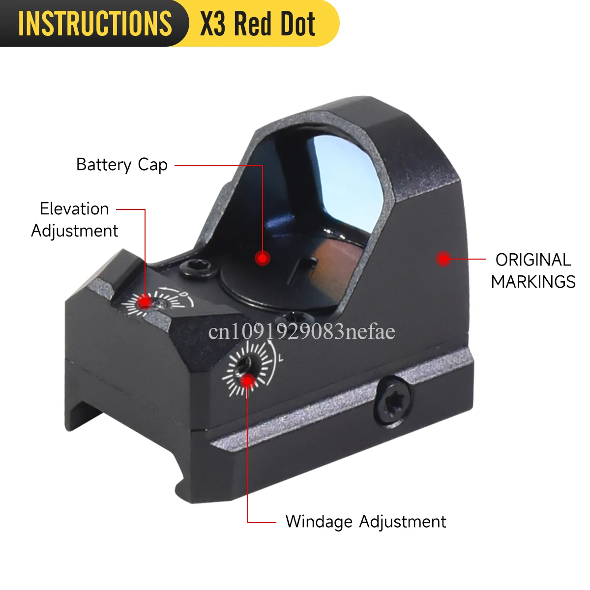 Óptica táctica X3 PRO 3 MOA, punto rojo compacto, mira, agitar despierto, impermeable, a prueba de golpes, parallax, ajuste libre, soporte de Base para pistola y Rifle - imagen 2