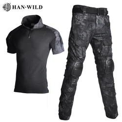 Trajes de uniforme táctico para hombre, traje de camuflaje para exteriores, camisas de caza, pantalones, entrenamiento de peces, conjuntos de ropa de Paintball Airsoft, verano