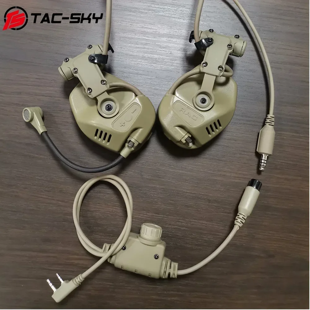Auriculares tácticos de comunicación RAC TAC-SKY, auriculares tácticos con cancelación de ruido y adaptador de riel de arco táctico para casco rápido - imagen 3