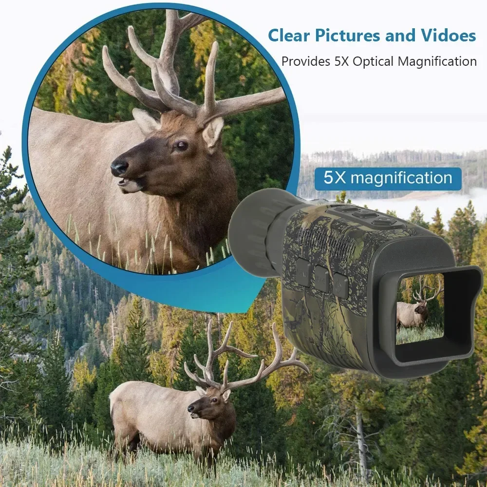 Monocular de visión nocturna NV1000 con cámara de visión nocturna infrarroja de 32GB Zoom Digital 5X 200M distancia de visión completamente oscura para caza - imagen 4