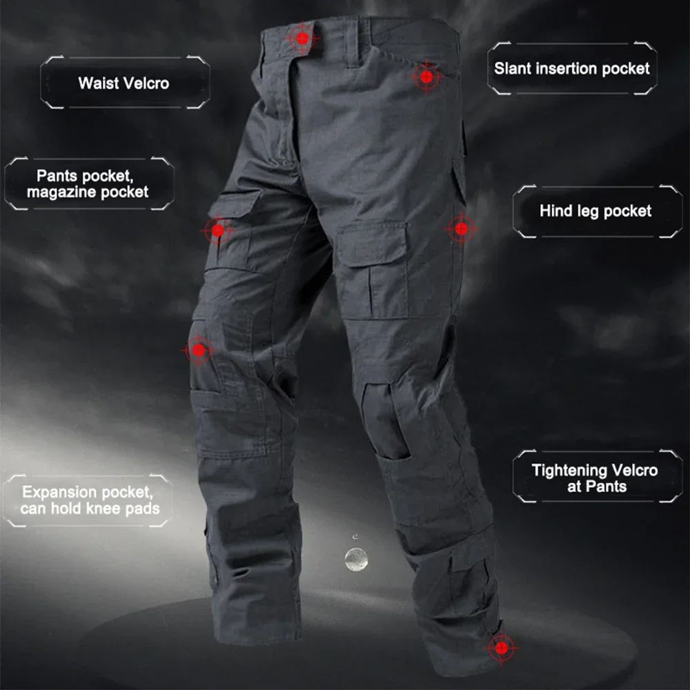 Pantalones de combate para hombre, pantalones tácticos de camuflaje Multicam, ropa de caza y senderismo, traje de adiestramiento al aire libre, pantalones Cargo para hombre - imagen 3