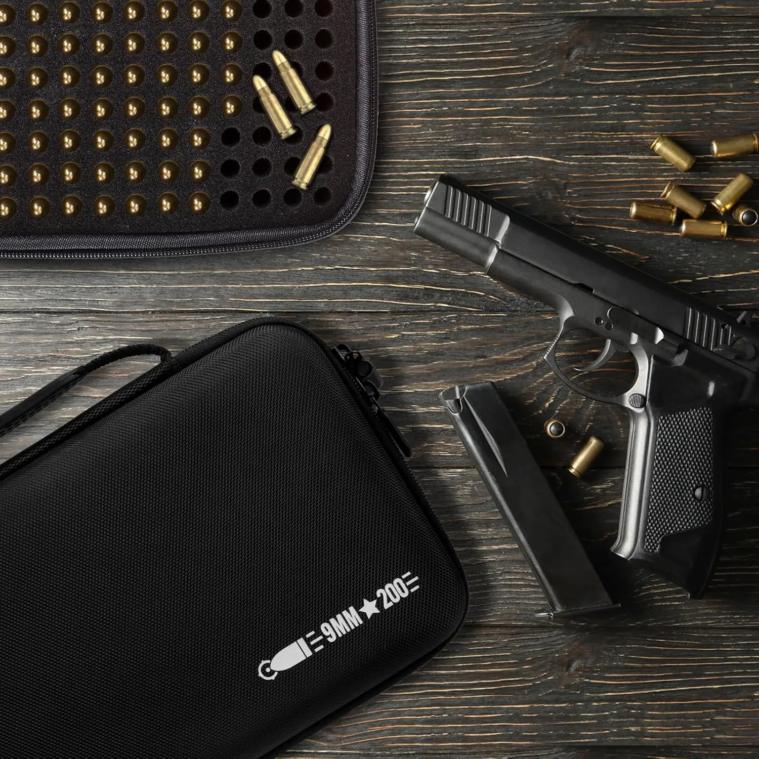 Bolsa de munición táctica, 200 rondas, 9mm, estuche para munición, bolsa para balas, bolso de almacenamiento de municiones para 9mm, 32/40S y W, 380/32ACP, 30 Luge - imagen 3