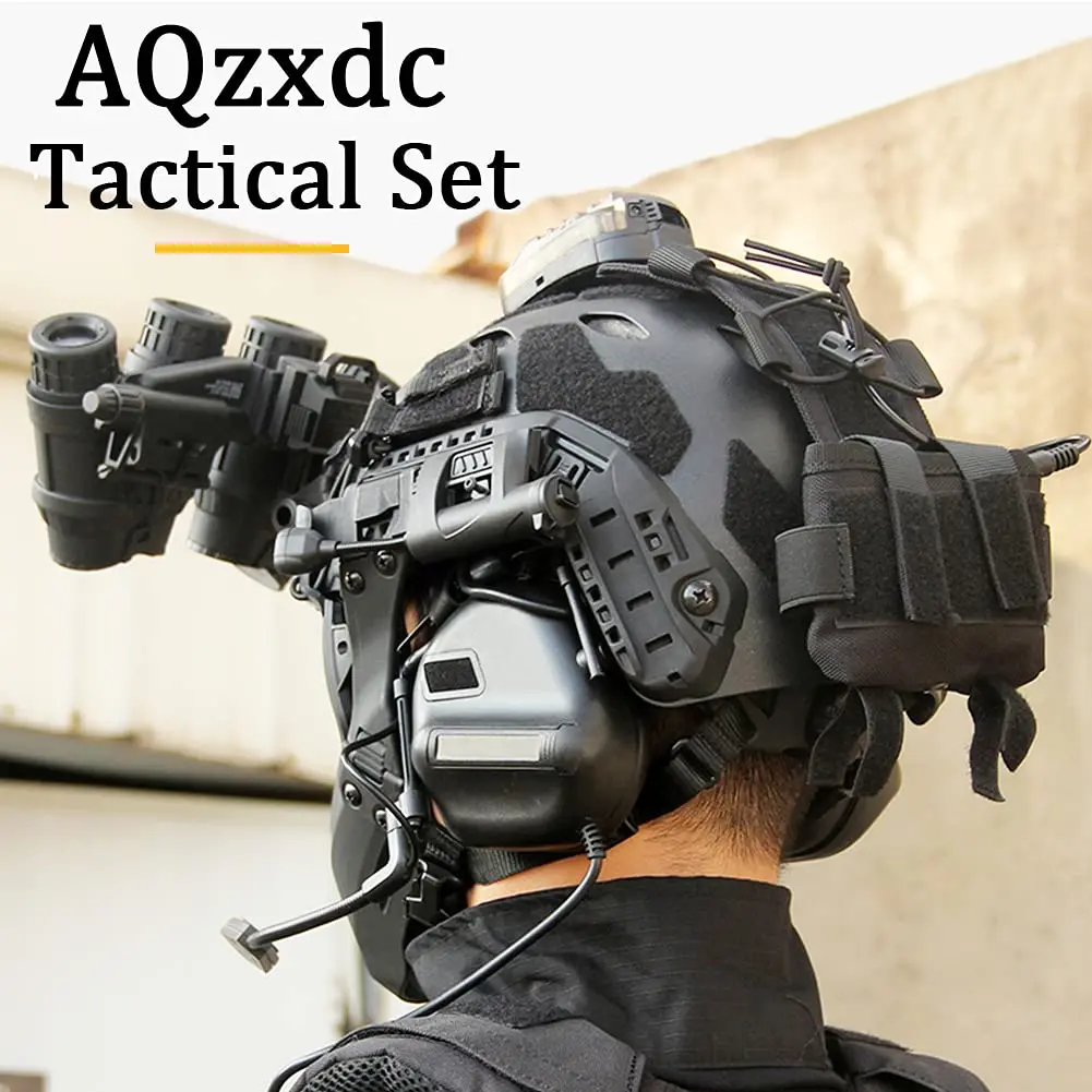 AQ Juego de casco táctico de alta resistencia, con máscara de Paintball, modelo de telescopio y auriculares insonorizados, soporte NVG L4G24 de aleación de aluminio - imagen 2