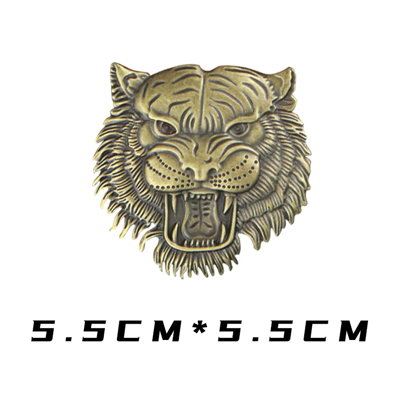 Parche de Metal de tótem de cabeza de tigre 3D, insignia poderosa dominante, decoración artesanal, chaleco táctico, mochila, accesorio de ropa con gancho - imagen 5