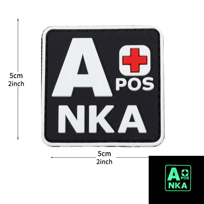 Accesorios para bolsas al aire libre, insignias cuadradas tipo sangre A + B + AB + O + botiquín de primeros auxilios luminoso tipo sangre, insignias, chaqueta táctica, parche DIY - imagen 5