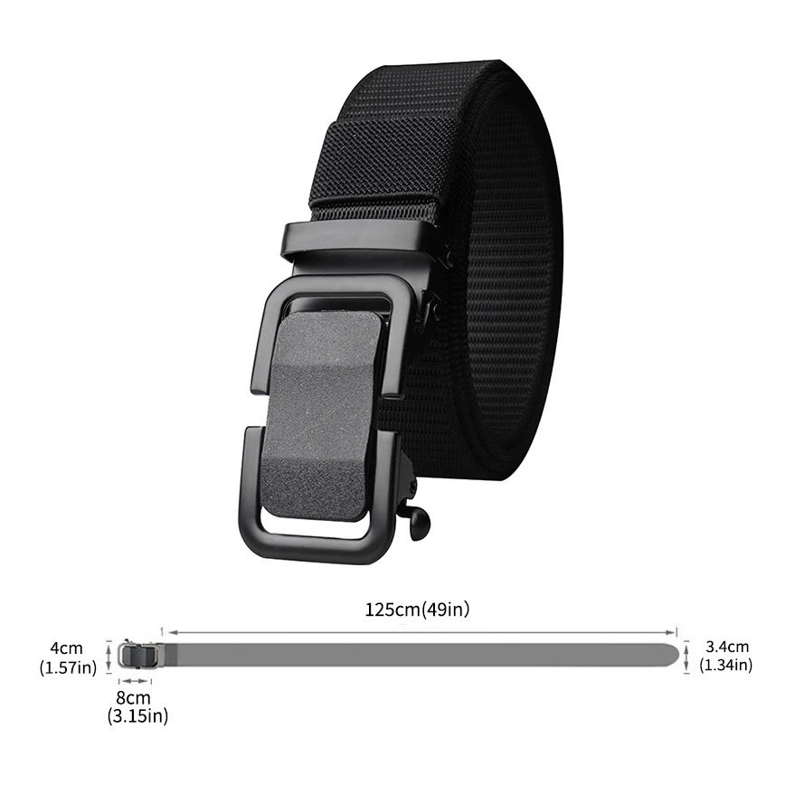 Cinturón para hombre con hebilla de metal automática, correas de lona de nailon, cinturón de trabajo al aire libre, cinturón de nailon con hebilla de clic - imagen 3