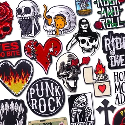 Parche bordado termoadhesivo esqueleto punk horror para ropa