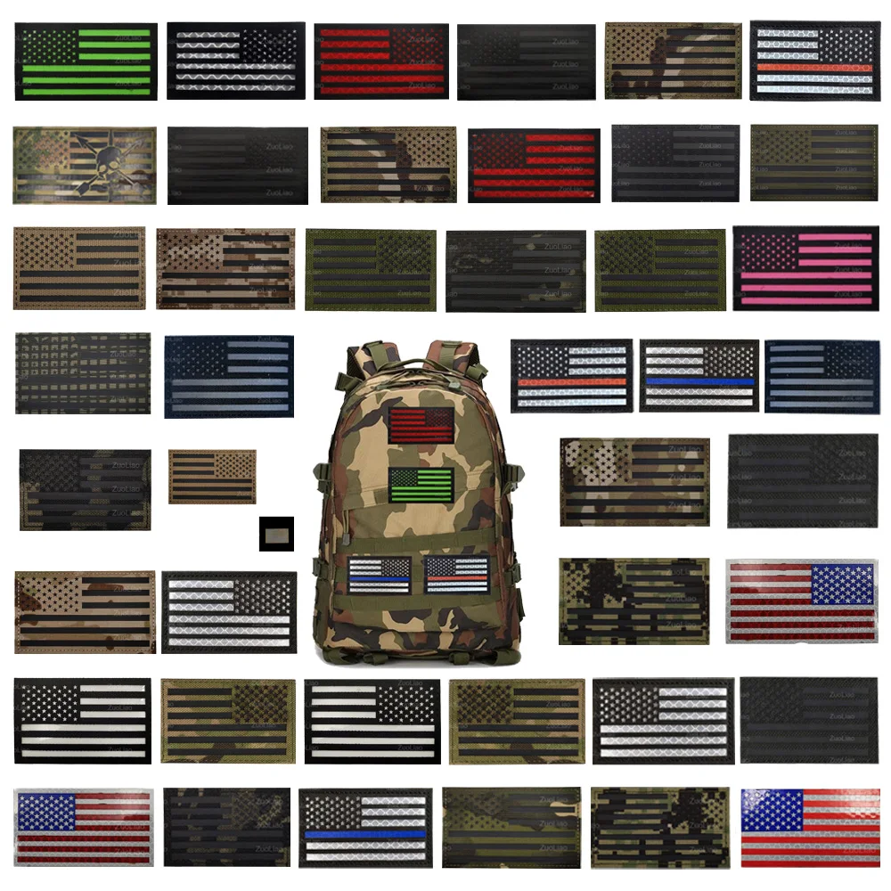Banda reflectante infrarroja para el brazo, banda con bandera nacional, corte láser, luminosa, moral americana, parche personalizado, mochila, gran oferta