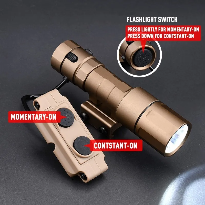 Linterna táctica 2,0 de Rin, Arma de luz de exploración de caza, accesorio de Airsoft, lúmenes 1000 con interruptor de doble función, Riel de 20mm - imagen 4