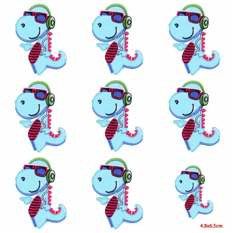 Parches de animales de dibujos animados para ropa, en la ropa para planchar parches bordados, apliques de insignias a rayas, 10 unidades por lote - imagen 2