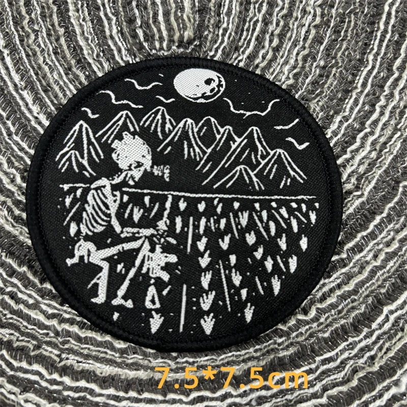 Reaper-Parche táctico Deathk, parches bordados de dedos de esqueleto, brazalete militar de gancho y bucle, insignia de moral de relámpago de calavera - imagen 5