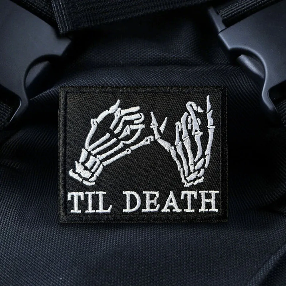 Parche táctico bordado TIL DEATH con velcro – Insignia militar para mochila - imagen 4