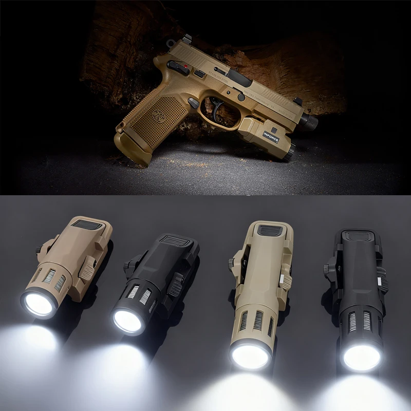 Luz estroboscópica LED táctica INFORCE WML APL, larga/corta de nailon, compatible con riel de 20mm, luz para casco para caza Airsoft, linterna G17 G19