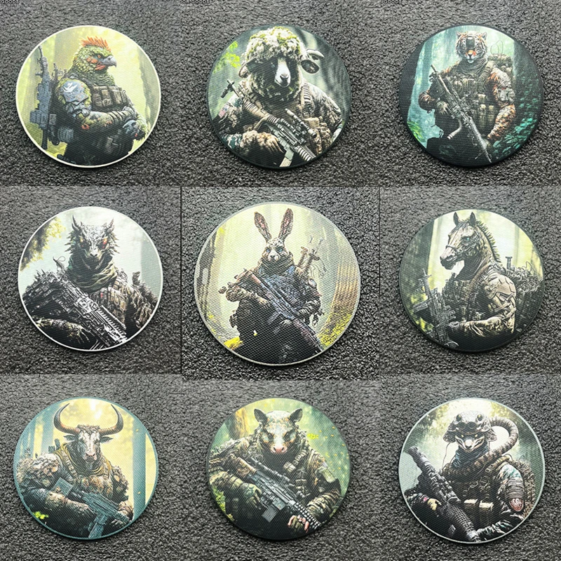 Parches con estampado de animales, pegatinas tácticas de animales, Guerrero, zodiaco, campo de tiro, Club, mono, conejo, serpiente, dragón, ratón, decoración de ropa