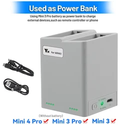 Centro de Carga para Baterías de Dron DJI Mini 4 Pro, Cargador de Dos Vías para 2 Baterías, Accesorios para Dron DJI Mini 3/3Pro