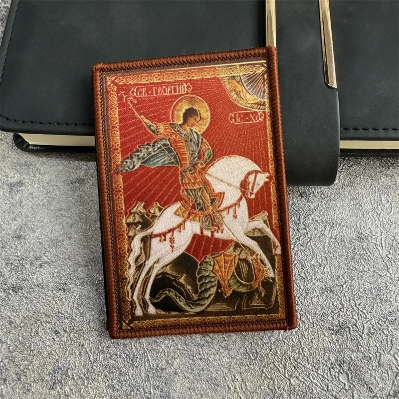Insignia de moral táctica de San Jorge y el dragón, insignias de gancho y bucle para mochilas, sombreros y brazaletes, diseño de insignia roja