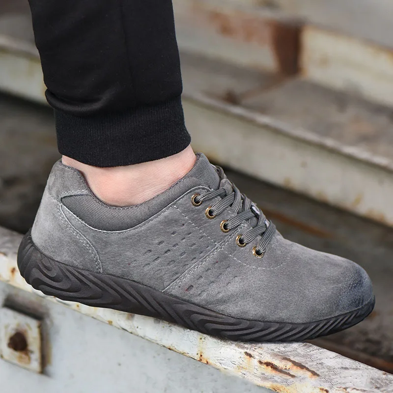 Botas de trabajo de seguridad para hombre, zapatos de cuero genuino, transpirables, con punta de acero, a la moda, para el desierto - imagen 5