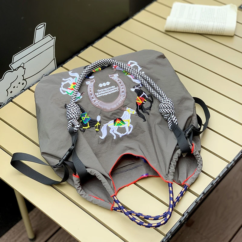 Lawaia-Bolso ligero con correa para el hombro para mujer, 1 unidad, 40-30cm, accesorios de moda con caballo bordado - imagen 2