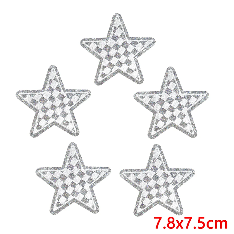 10 unids/lote parche de felicitación de estrella de cinco puntas parches bordados con letras en inglés de dibujos animados parches para planchar para ropa chaquetas coser DIY - imagen 4