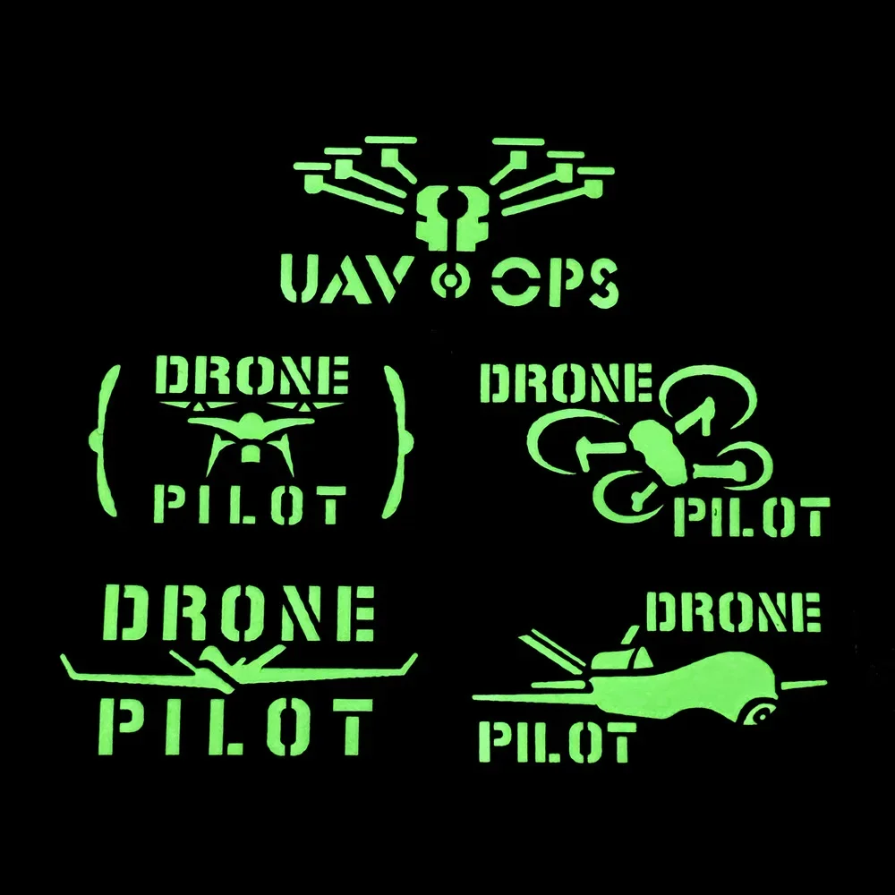DRONE PILOT Drone insignia adhesiva mágica que brilla en la oscuridad insignia reflectante infrarroja goma de PVC advertencia dimensional insignia de zona de Dron - imagen 4