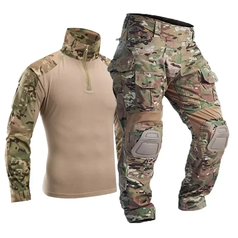 Conjuntos de combate de uniforme táctico Gen3, trajes de camuflaje para hombre, ropa de caza al aire libre, camisa, pantalones, pantalones Cargo elásticos a prueba de viento