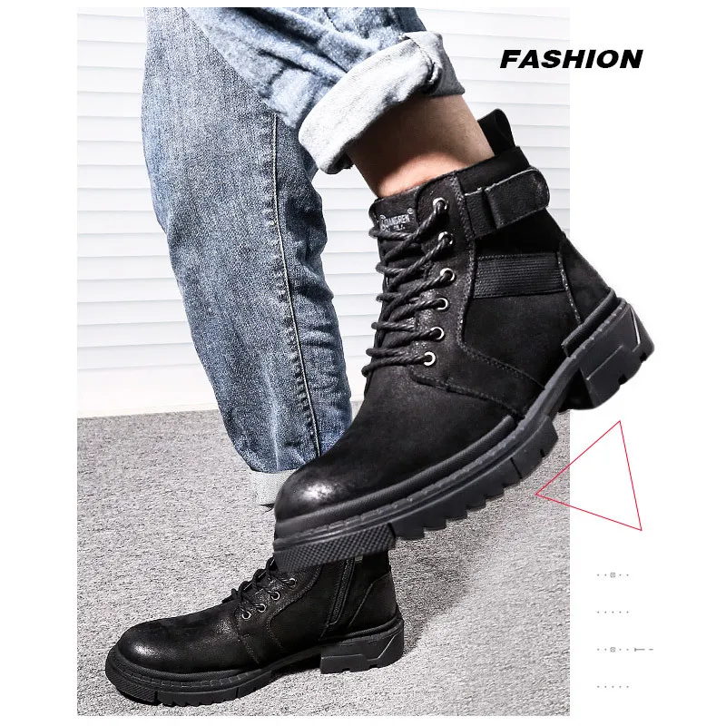 Zapatos de senderismo de cuero de vaca para hombre y mujer, botas de caza transpirables, botines tácticos de combate en el desierto, zapatillas militares negras - imagen 4