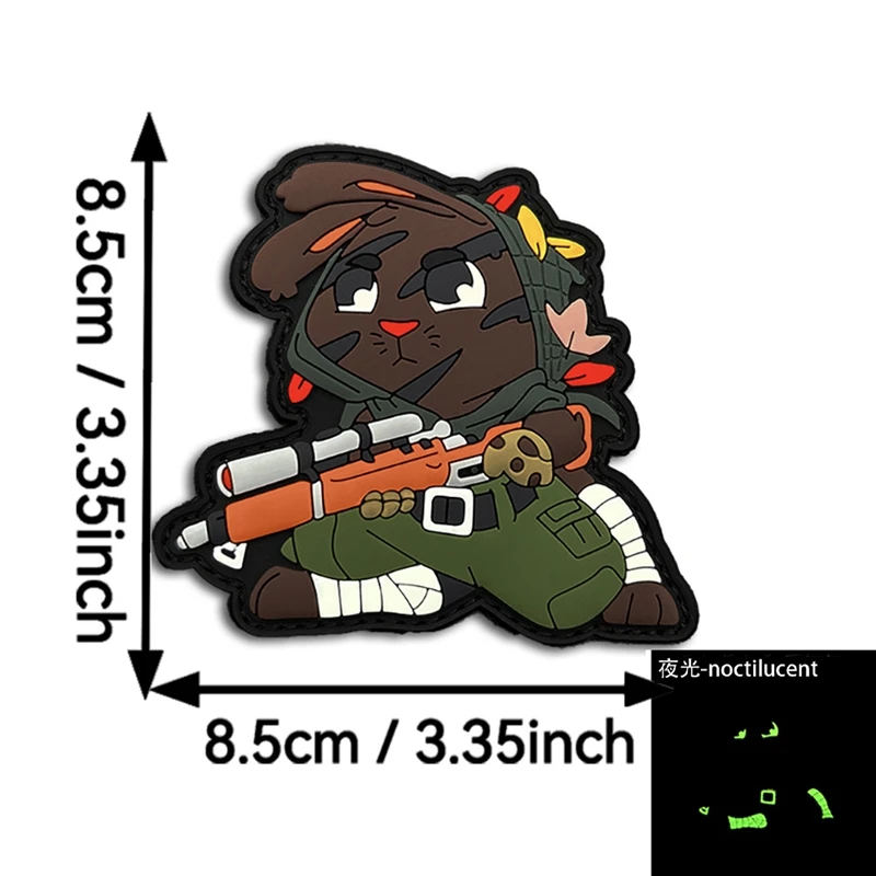 Parche de gancho y bucle luminoso de PVC de conejo táctico, insignia moral al aire libre, insignias tácticas, parches de accesorios de ropa - imagen 4