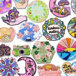 Parche bordado de paisaje natural para ropa, chaqueta, parche DIY para exteriores, parches para planchar para ropa, pegatinas para coser, insignia