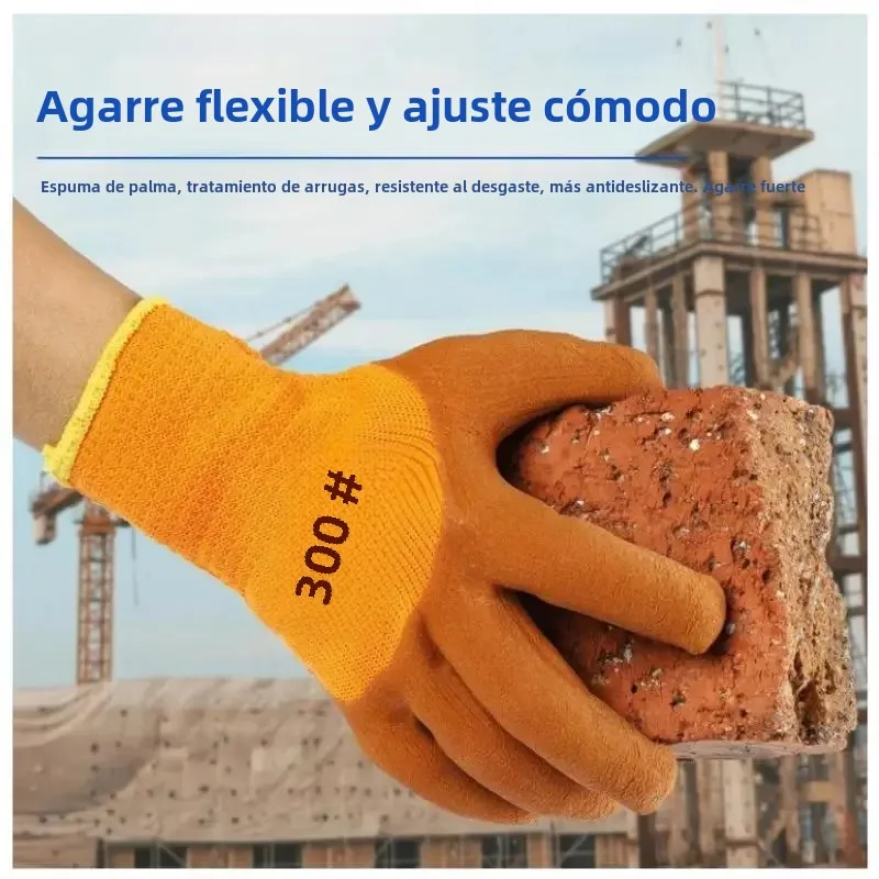 Guantes térmicos de seguridad para el trabajo, impermeables, antideslizantes, de goma de látex, para jardín, protección de manos, invierno, 1 par - imagen 5