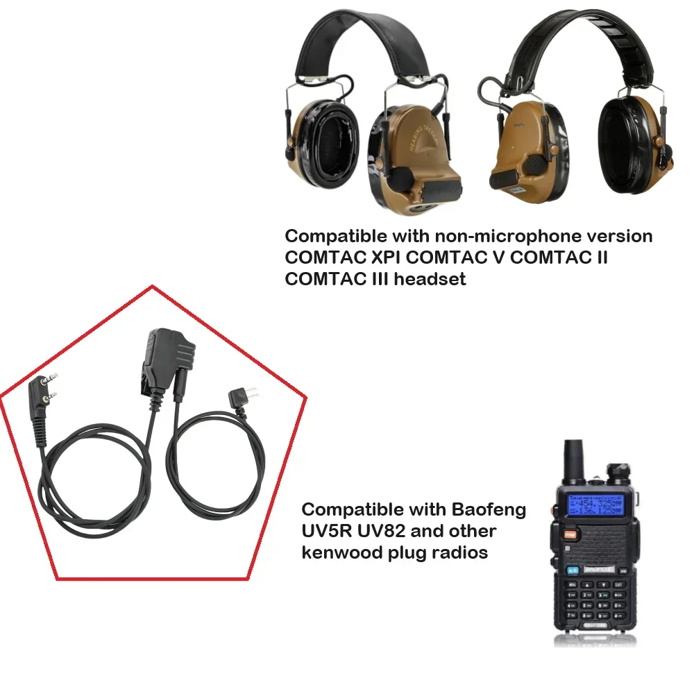 Accesorio táctico de TAC-SKY versión COMTA IPSC auriculares adaptador PTT Compatible con Baofeng Walkie Talkies para caza y tiro - imagen 3