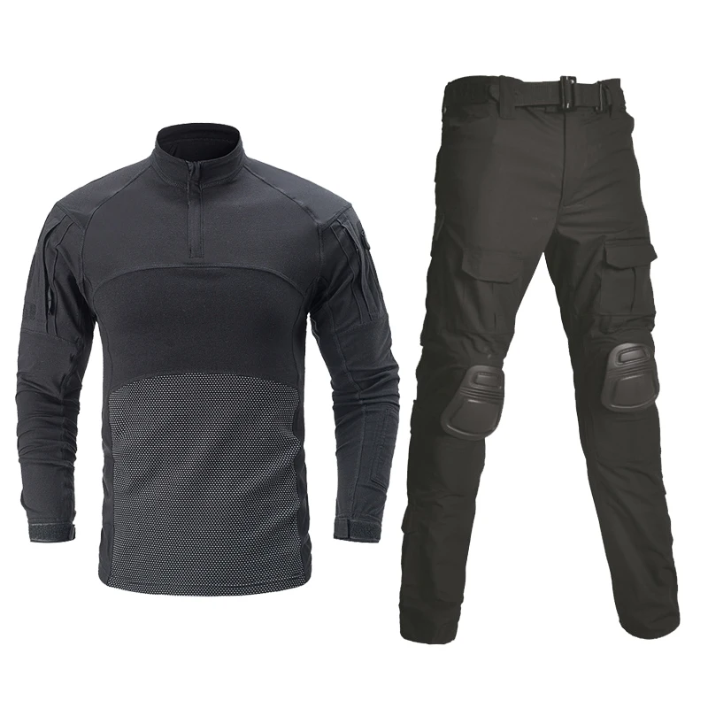 Trajes tácticos de camuflaje Airsoft, uniforme militar de manga larga, conjunto de ropa de combate Flog con múltiples bolsillos y rodilleras A2F218 - imagen 3