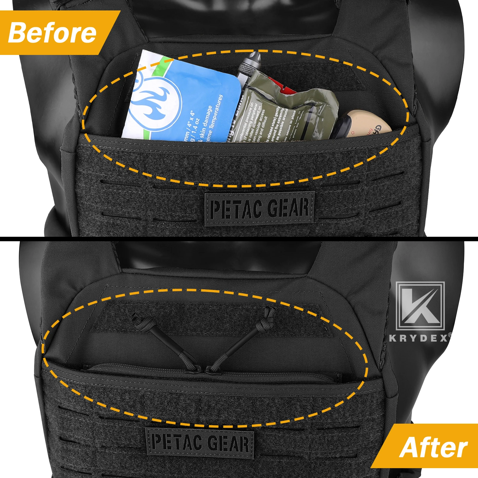 KRYDEX-bolsa táctica con doble cremallera, cubierta completa de cremallera bidireccional para chaleco de entrenamiento 511, portador de placa CPC - imagen 3