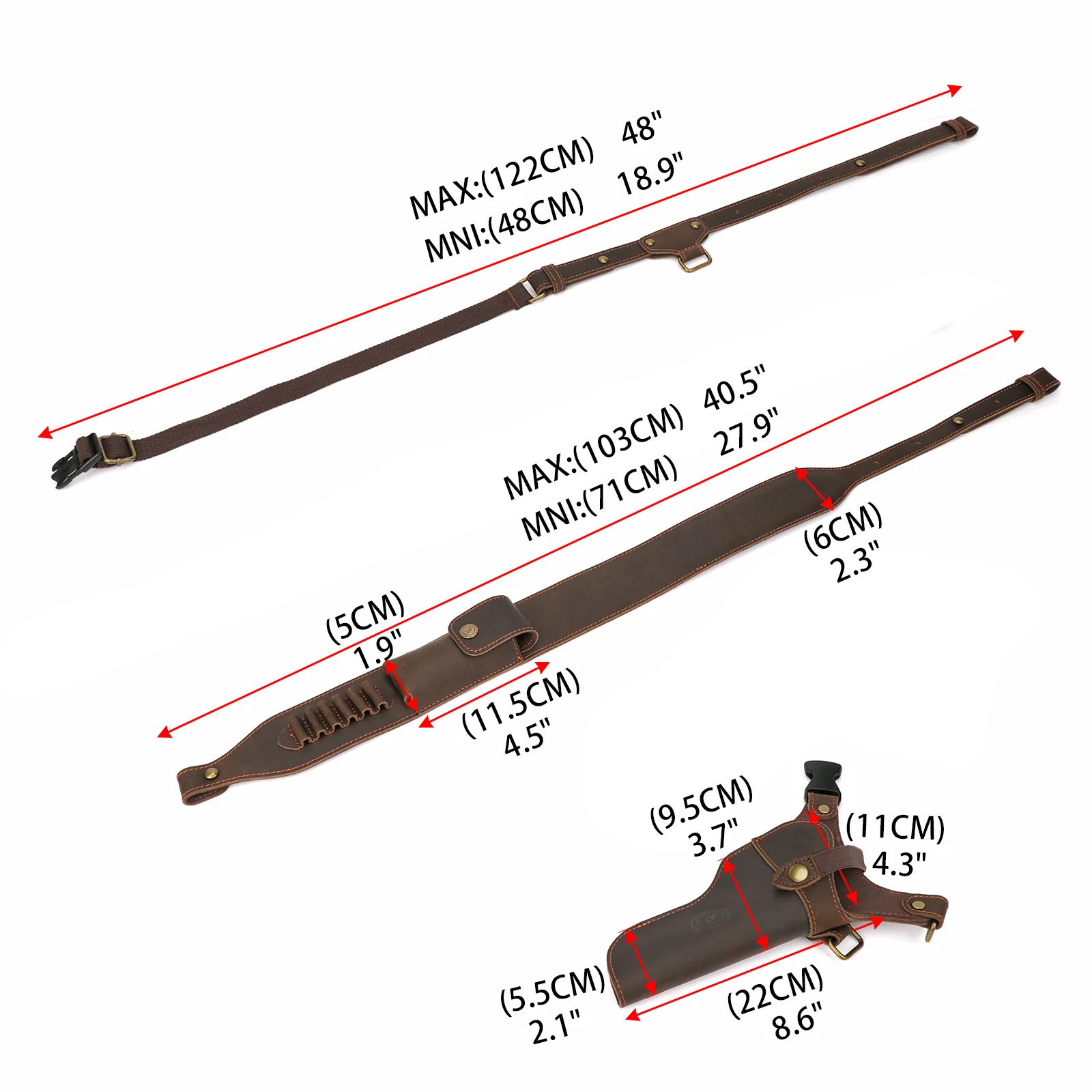 Tourbon-Funda de cuero para pistola de caza, cinturón ajustable con 5 soportes de carcasa, compatible con cartuchos de 38/9mm/357 - imagen 2