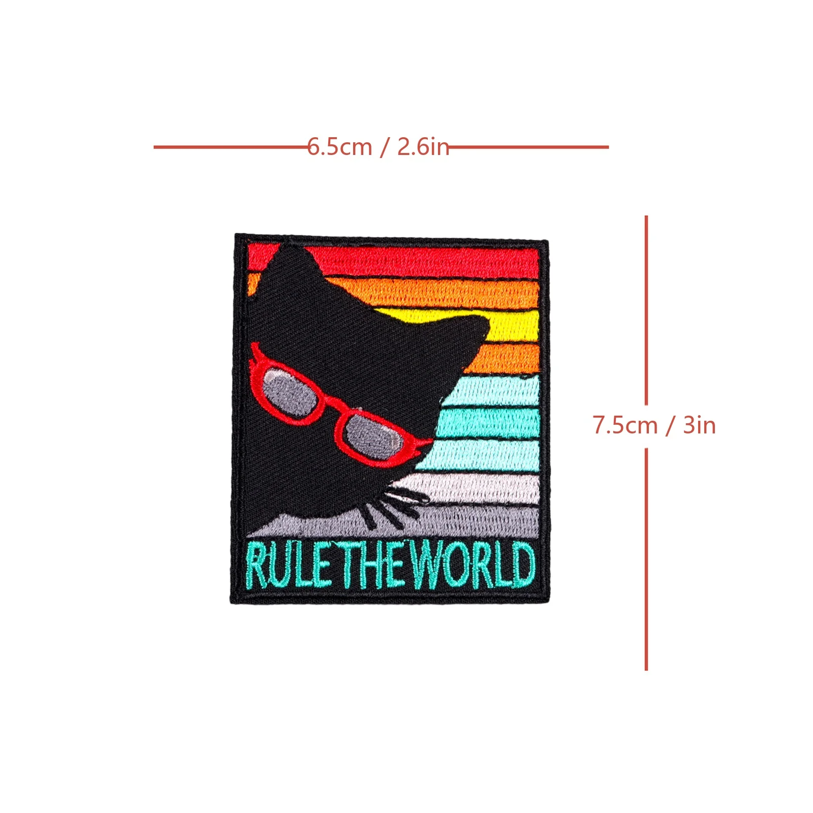 Parche retro Rule The World Cool Cat, parches divertidos con apliques bordados termoadhesivos para mochilas, jeans, sombreros, chaquetas - imagen 5