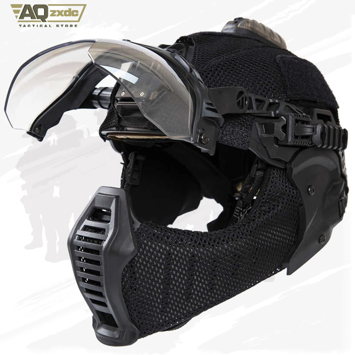 AQzxdc Casco EX para exteriores Máscara especial Cara para las orejas Máscara para todo terreno Protección para los oídos y la cara Protección de media cara CS Field - imagen 3