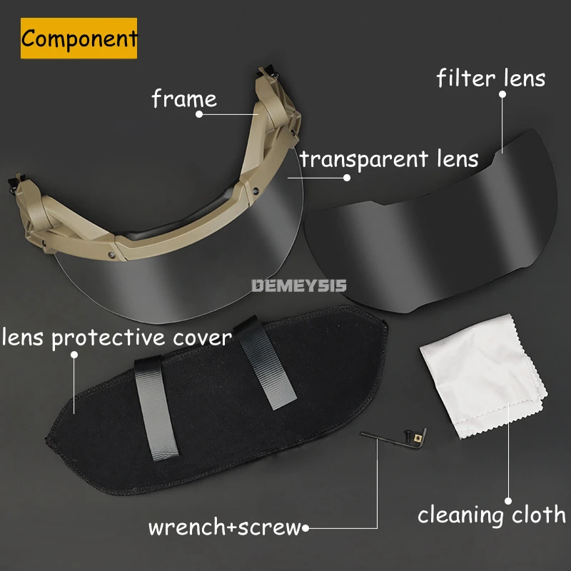 Casco táctico gafas abatibles 2 lentes ajustables protección ocular a prueba de viento para cascos rápidos casco Airsoft gafas abatibles - imagen 4