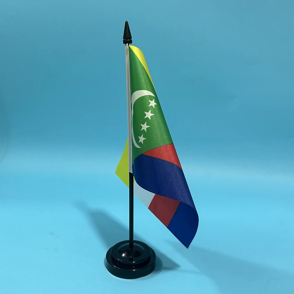 BANDERA DE SKY, bandera de escritorio de oficina de Comoros, 14x21cm, poliéster, bandera nacional de Comoros, adornos de escritorio, banderas - imagen 5