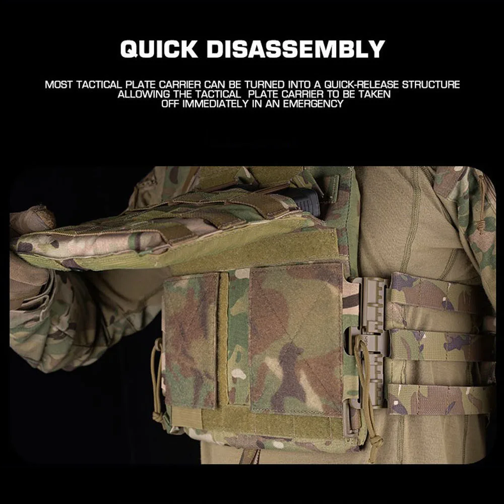 Chaleco táctico con hebilla de liberación rápida, cinturón lateral Molle para JPC AVS CPC, chaleco de caza, faja portadora de placa, equipo ajustable - imagen 4